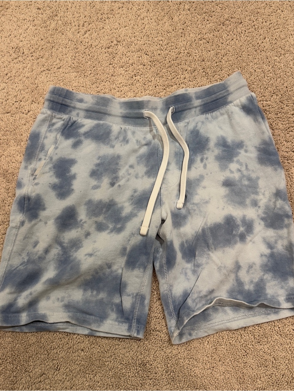 Lucky Brand Men's Blue Tie-Dye Drawstring Cotton Shorts Size Medium